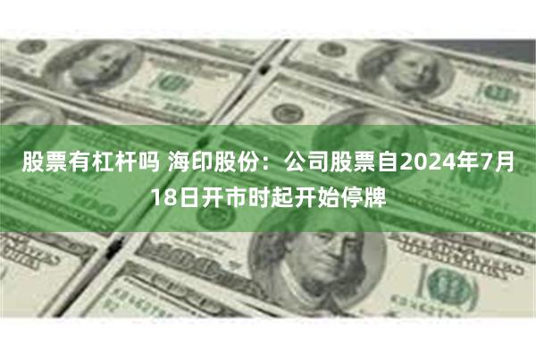 股票有杠杆吗 海印股份：公司股票自2024年7月18日开市时起开始停牌