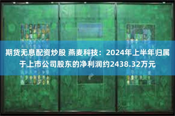 期货无息配资炒股 燕麦科技：2024年上半年归属于上市公司股东的净利润约2438.32万元